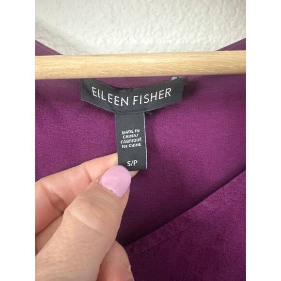 Eileen Fisher High Low Tunic, 100% silk, magenta, Womens Small - Picture 3 of 5